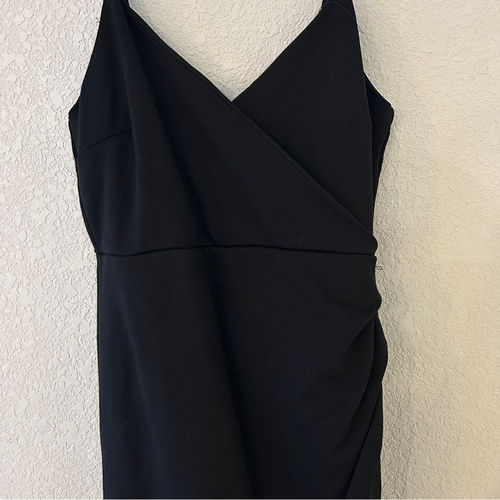 Lulu's Black Strapless Wrap Dress